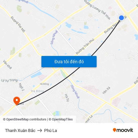 Thanh Xuân Bắc to Phú La map