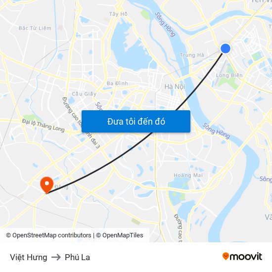 Việt Hưng to Phú La map