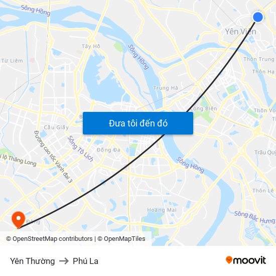 Yên Thường to Phú La map