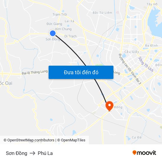 Sơn Đồng to Phú La map