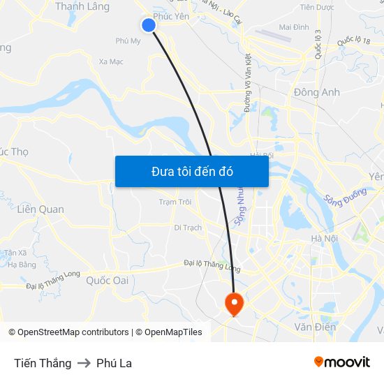 Tiến Thắng to Phú La map