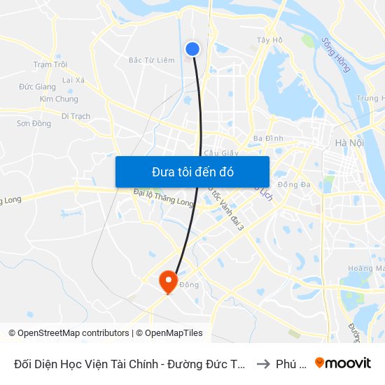 Đối Diện Học Viện Tài Chính - Đường Đức Thắng to Phú La map