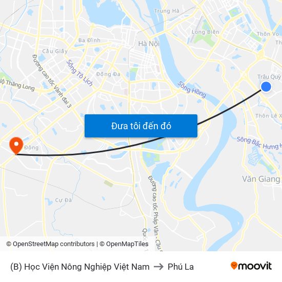 (B) Học Viện Nông Nghiệp Việt Nam to Phú La map