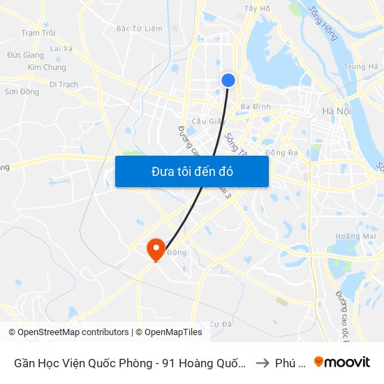 Gần Học Viện Quốc Phòng - 91 Hoàng Quốc Việt to Phú La map