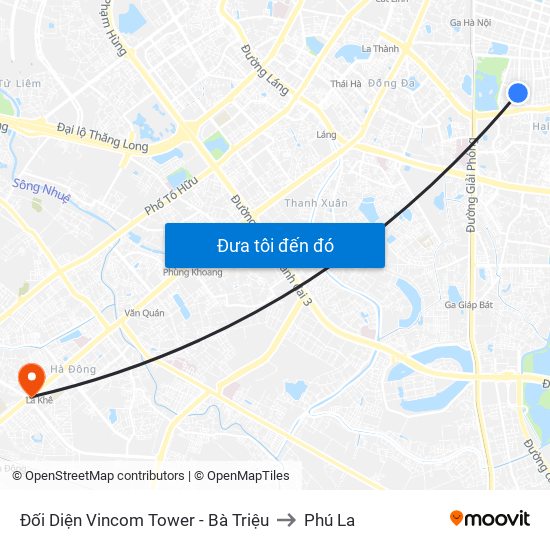 Đối Diện Vincom Tower - Bà Triệu to Phú La map