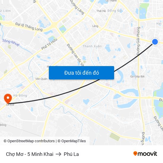 Chợ Mơ - 5 Minh Khai to Phú La map