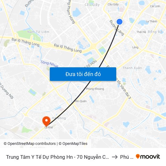 Trung Tâm Y Tế Dự Phòng Hn - 70 Nguyễn Chí Thanh to Phú La map