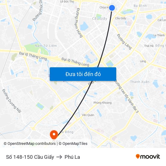 Số 148-150 Cầu Giấy to Phú La map