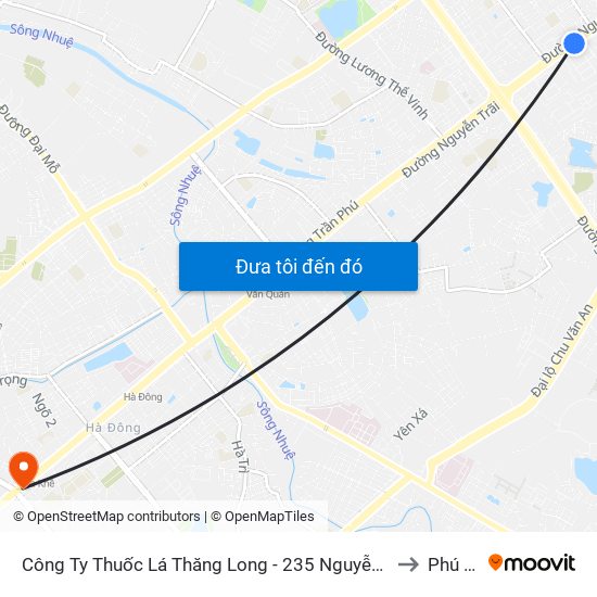 Công Ty Thuốc Lá Thăng Long - 235 Nguyễn Trãi to Phú La map