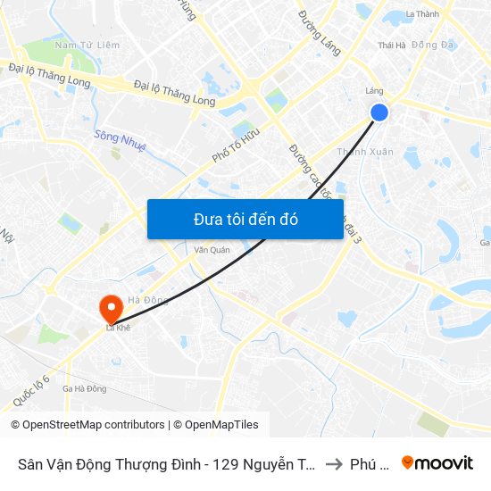 Sân Vận Động Thượng Đình - 129 Nguyễn Trãi to Phú La map