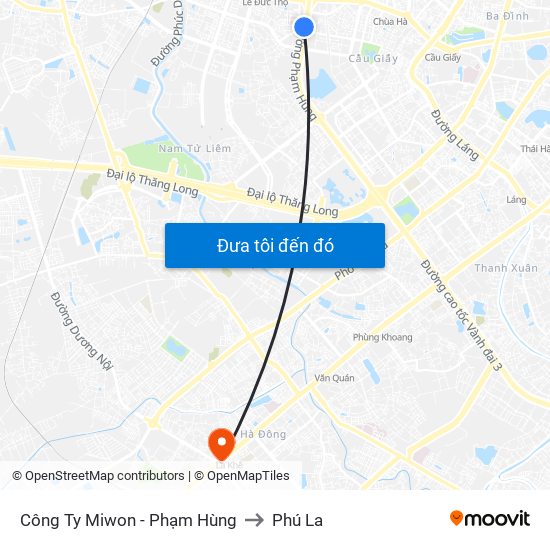 Công Ty Miwon - Phạm Hùng to Phú La map