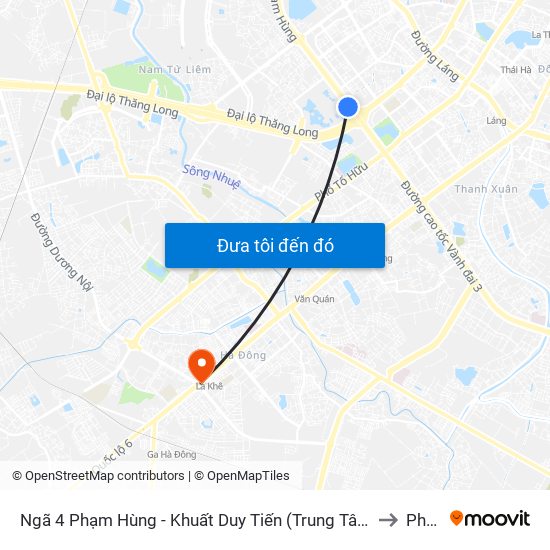 Ngã 4 Phạm Hùng - Khuất Duy Tiến (Trung Tâm Hội Nghị Quốc Gia) to Phú La map