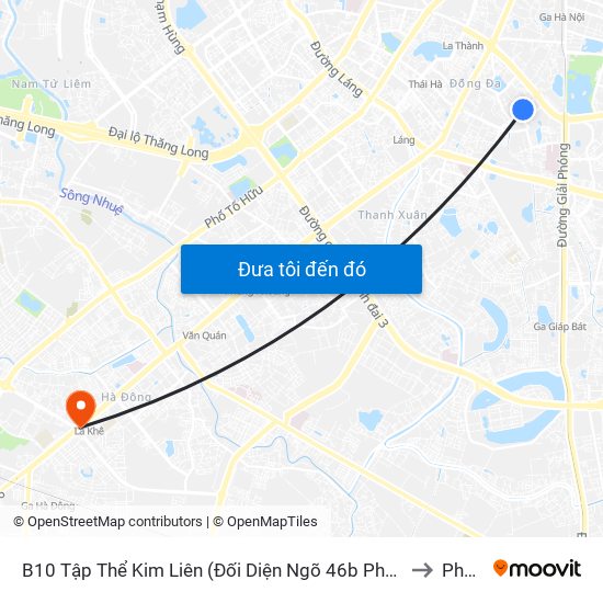 B10 Tập Thể Kim Liên (Đối Diện Ngõ 46b Phạm Ngọc Thạch) to Phú La map