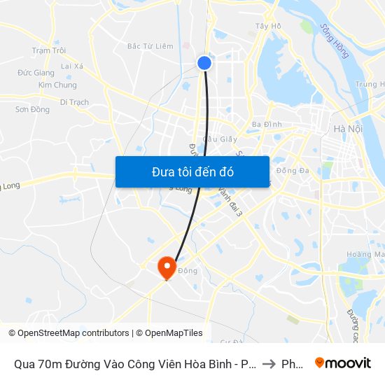 Qua 70m Đường Vào Công Viên Hòa Bình - Phạm Văn Đồng to Phú La map