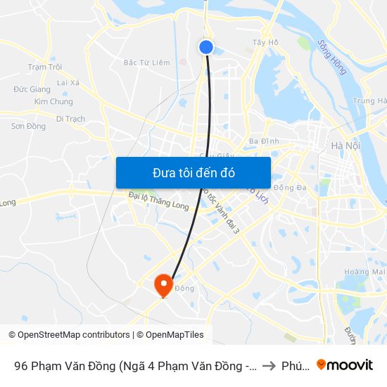 96 Phạm Văn Đồng (Ngã 4 Phạm Văn Đồng - Xuân Đỉnh) to Phú La map