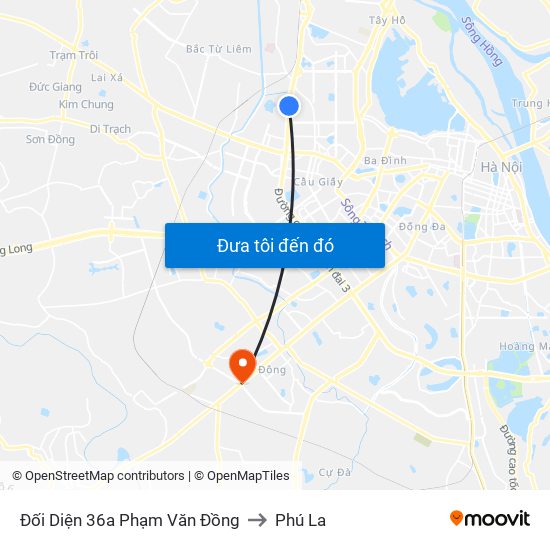 Đối Diện 36a Phạm Văn Đồng to Phú La map