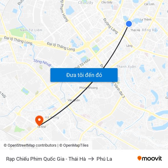 Rạp Chiếu Phim Quốc Gia - Thái Hà to Phú La map