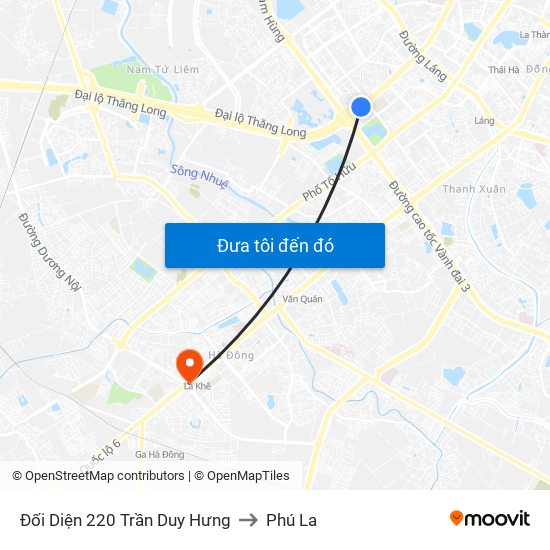 Đối Diện 220 Trần Duy Hưng to Phú La map