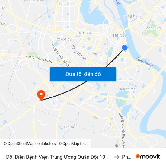 Đối Diện Bệnh Viện Trung Ương Quân Đội 108 - Trần Hưng Đạo to Phú La map