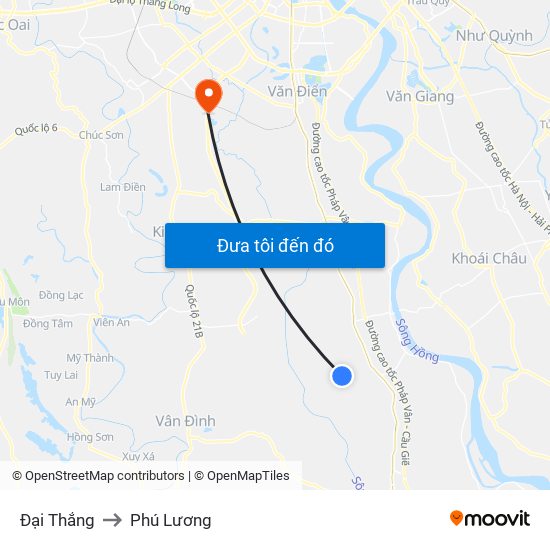 Đại Thắng to Phú Lương map