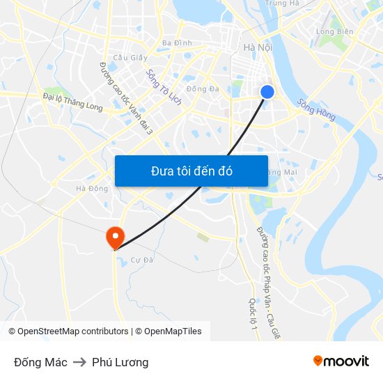 Đống Mác to Phú Lương map
