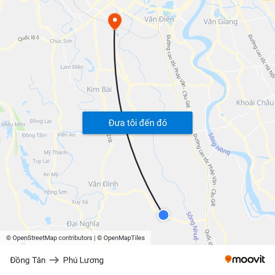 Đồng Tân to Phú Lương map