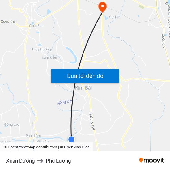 Xuân Dương to Phú Lương map