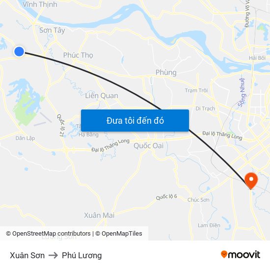 Xuân Sơn to Phú Lương map