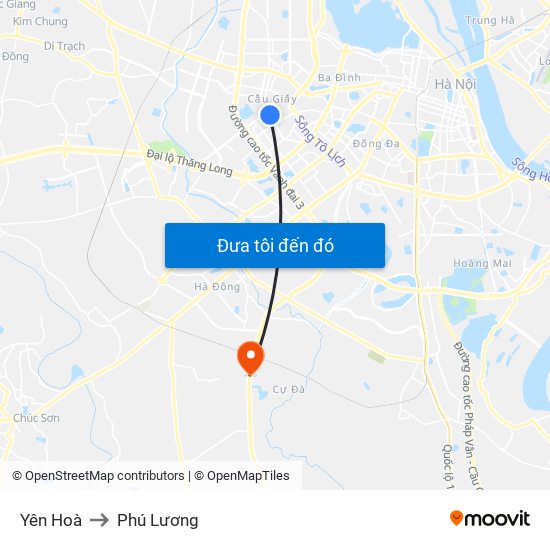 Yên Hoà to Phú Lương map