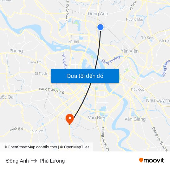 Đông Anh to Phú Lương map