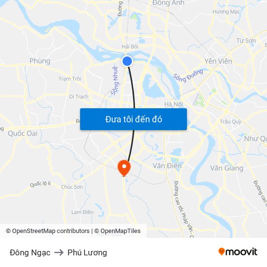 Đông Ngạc to Phú Lương map