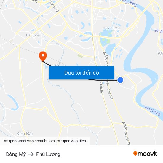 Đông Mỹ to Phú Lương map