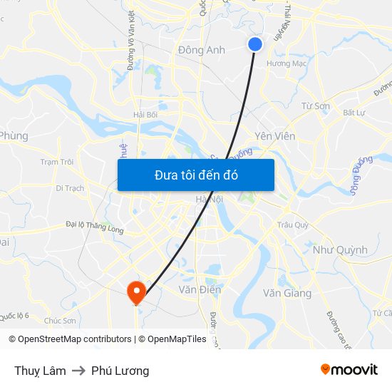 Thuỵ Lâm to Phú Lương map