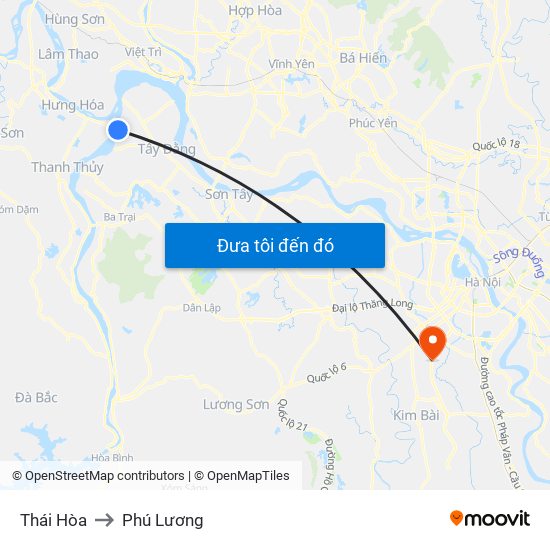 Thái Hòa to Phú Lương map