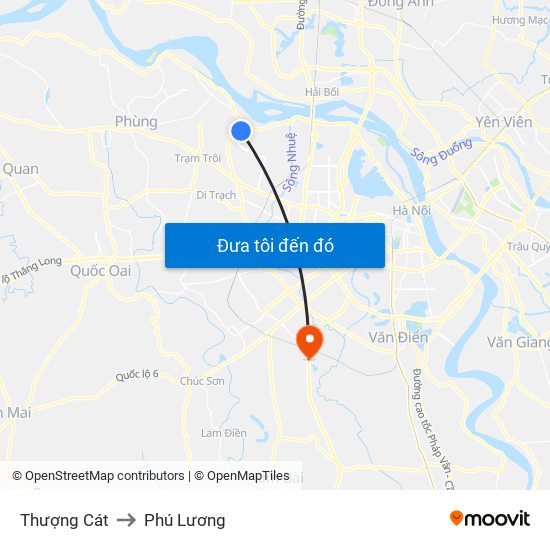 Thượng Cát to Phú Lương map