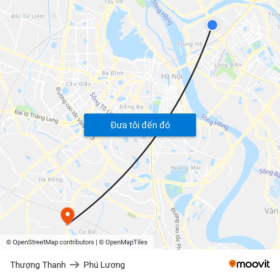 Thượng Thanh to Phú Lương map