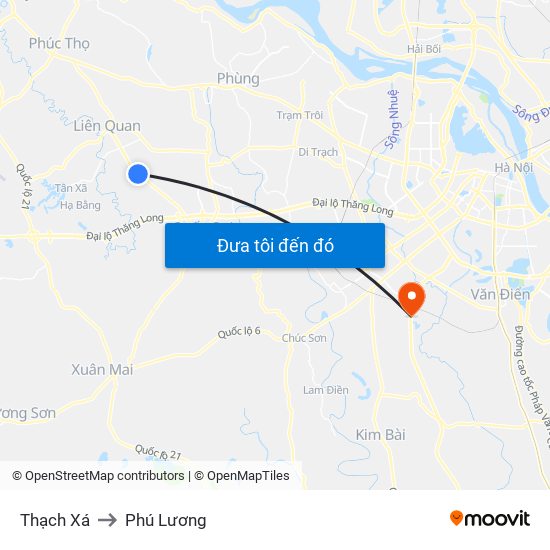 Thạch Xá to Phú Lương map