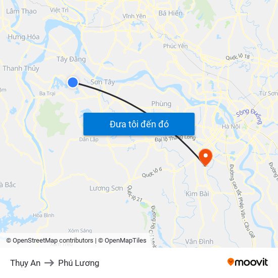 Thụy An to Phú Lương map
