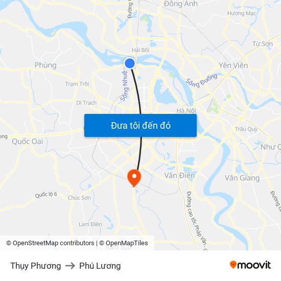 Thụy Phương to Phú Lương map