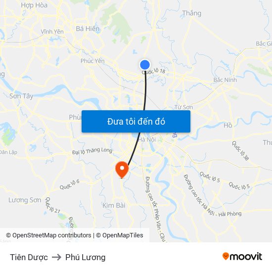 Tiên Dược to Phú Lương map