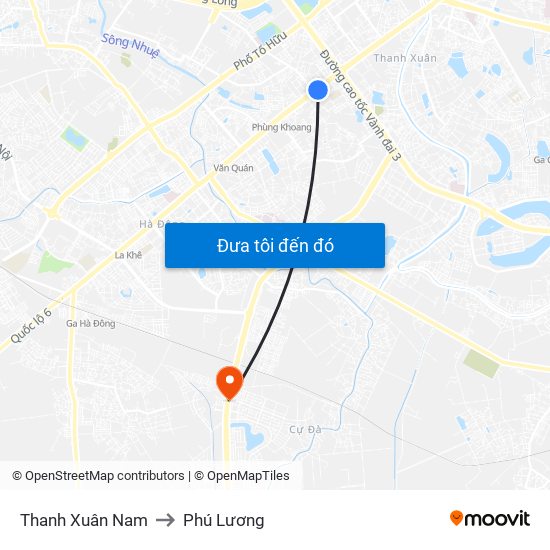 Thanh Xuân Nam to Phú Lương map