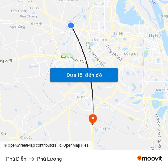 Phú Diễn to Phú Lương map