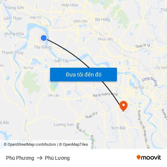 Phú Phương to Phú Lương map