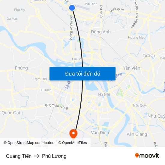 Quang Tiến to Phú Lương map