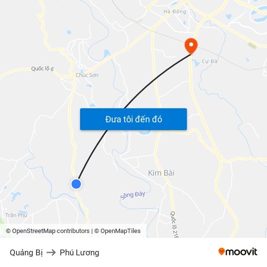 Quảng Bị to Phú Lương map