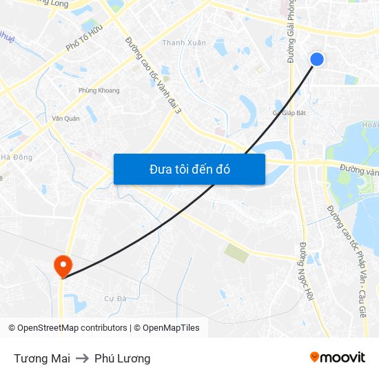 Tương Mai to Phú Lương map