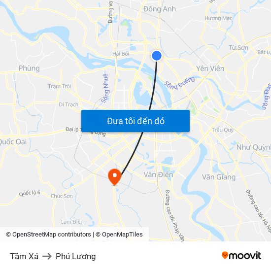 Tầm Xá to Phú Lương map