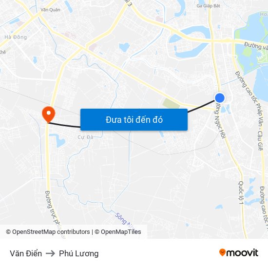 Văn Điển to Phú Lương map