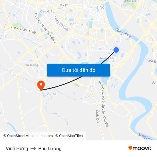 Vĩnh Hưng to Phú Lương map