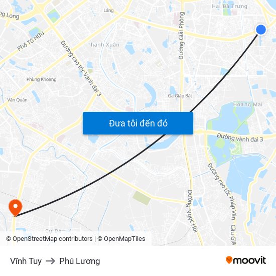 Vĩnh Tuy to Phú Lương map